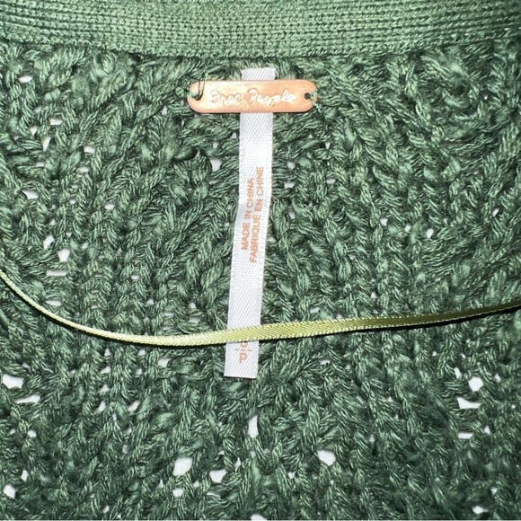 Free People Montana Cable Cardi Cardigan Sweater Sz S Green Cable Knit Boho - Picture 8 of 10